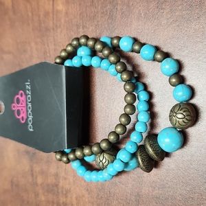 Paparazzi Brass & Turquoise Bracelet